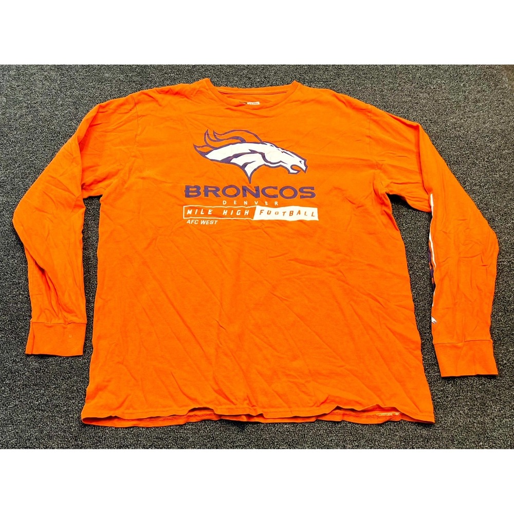 Denver Broncos T-Shirt Men's XL Orange NFL Team Apparel Football Sports Pullover